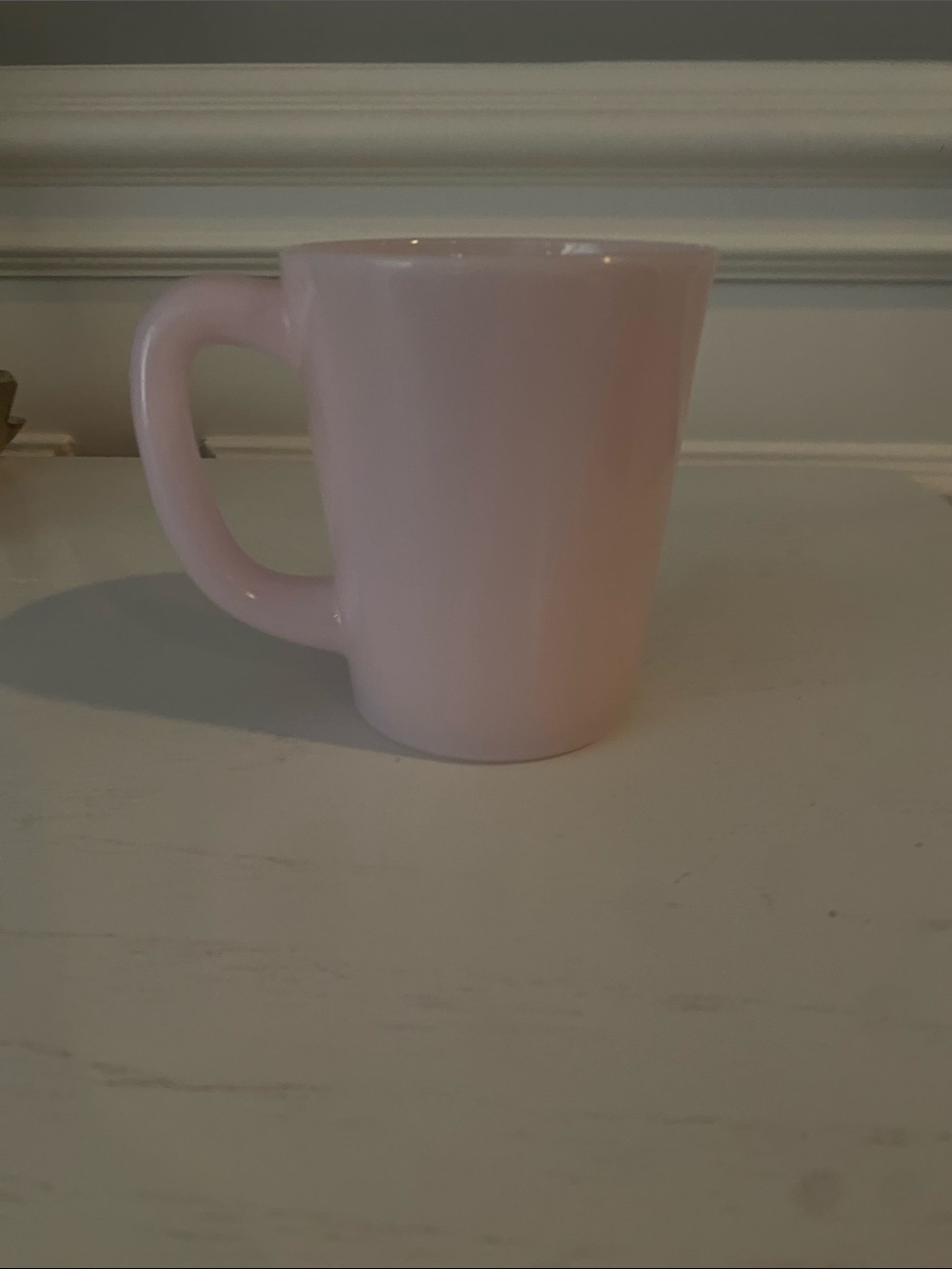 Mosser Glass 9 oz mug in the Crown Tuscan Pink color.
